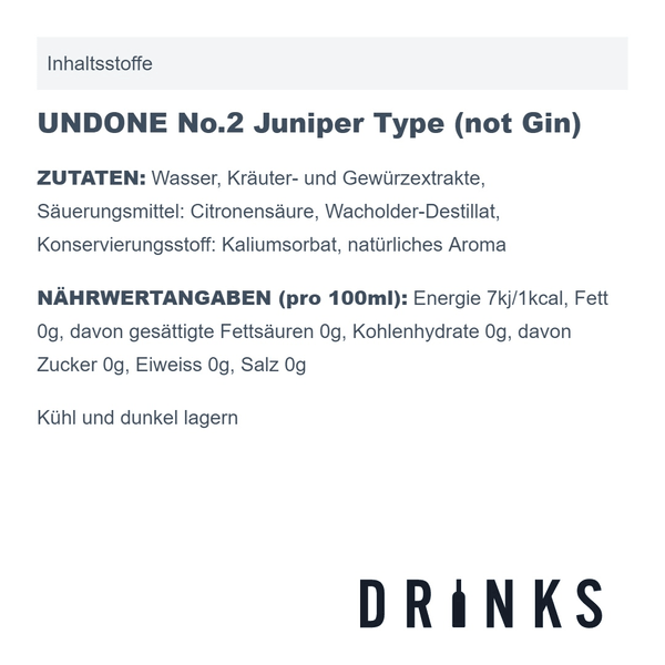 UNDONE No.2 Juniper Type alkoholfrei (not Gin) 70cl