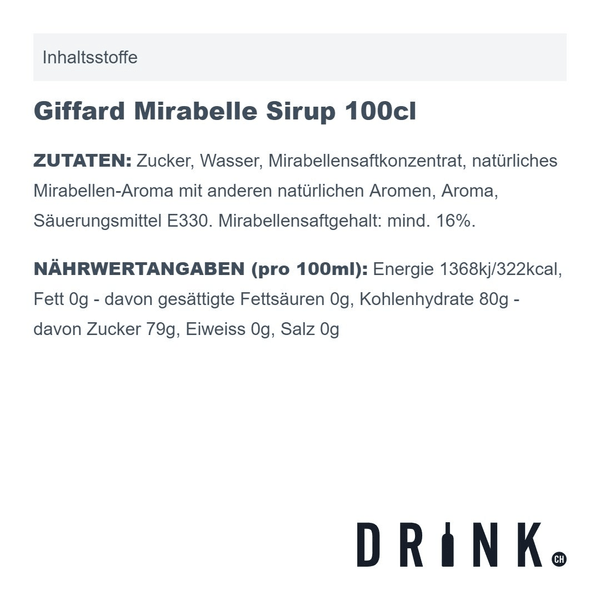 Giffard Mirabelle Sirup 100cl