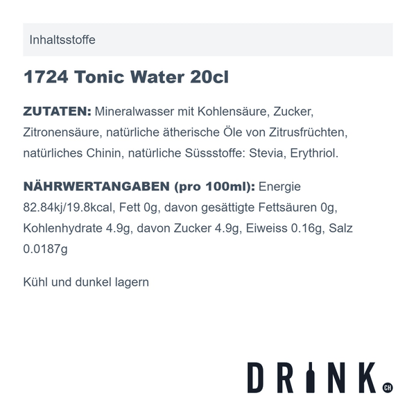 Seventeen 1724 Tonic Water 20cl Pack de 24