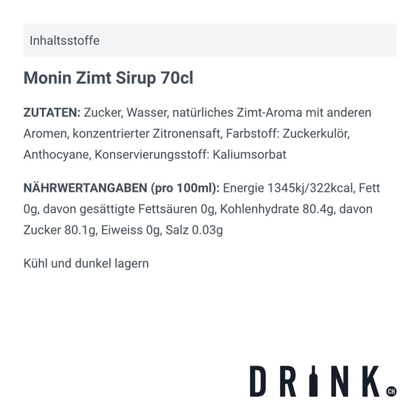 Monin Zimt Sirup 70cl