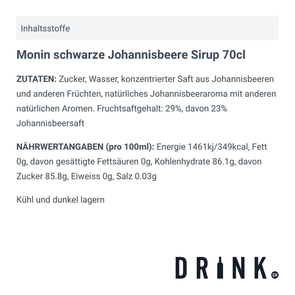 Monin schwarze Johannisbeere Sirup 70cl