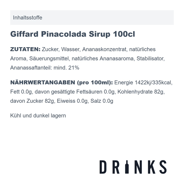 Giffard Pinacolada Sirup 100cl