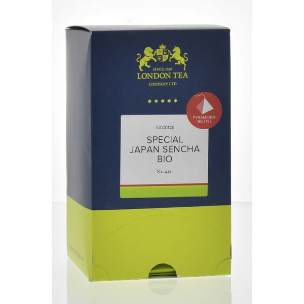 London Tea Special Japan Sencha Bio Thé vert avec 25 sachets pyramidaux