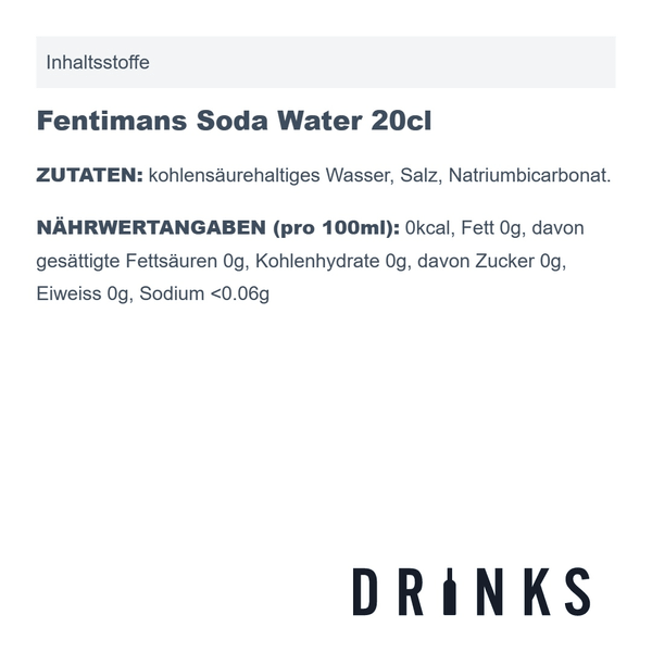 Fentimans Soda Water 20cl, Pack de 4