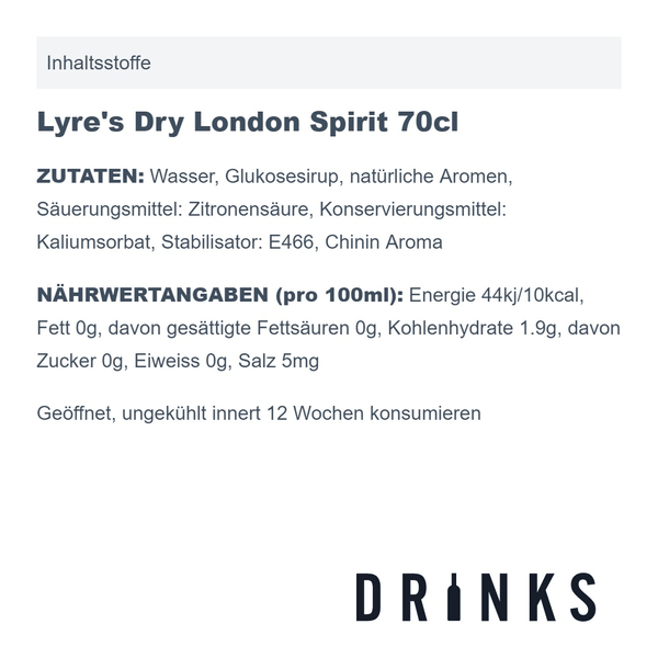 Lyre's Dry London Spirit 70cl (sans alcool)