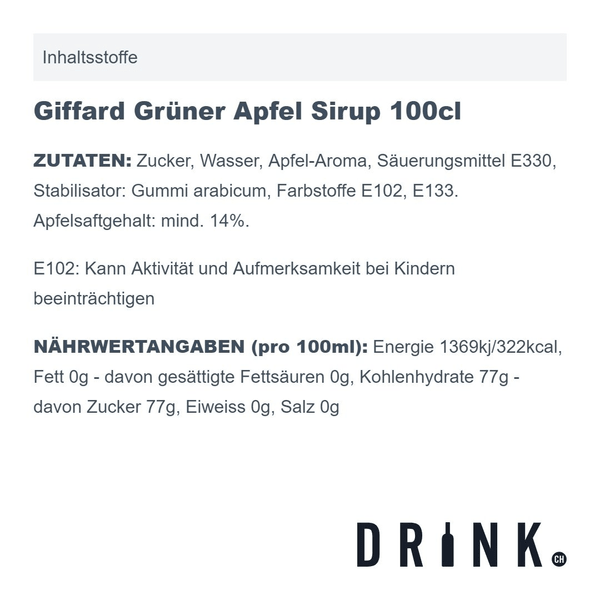 Giffard Grüner Apfel Sirup 100cl