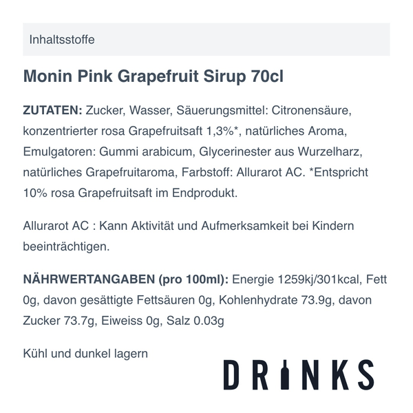 Monin Pink Grapefruit Sirup 70cl