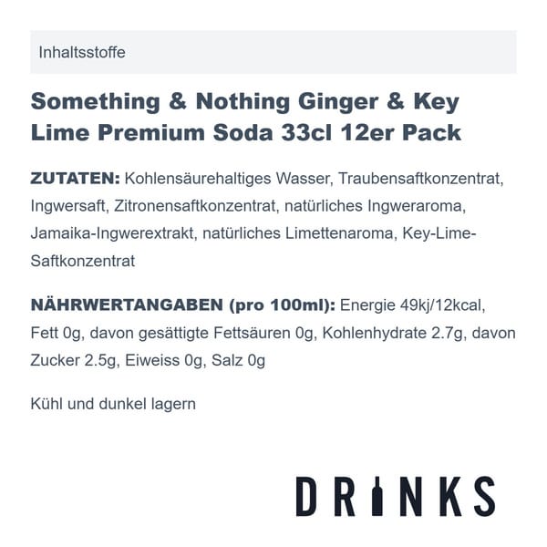 Something & Nothing Ginger & Key Lime Premium Soda 33cl Pack de 12
