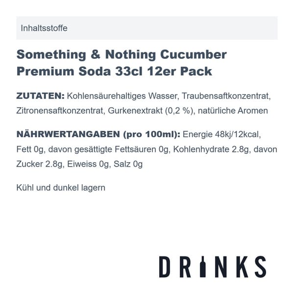 Something & Nothing Cucumber Premium Soda 33cl 12er Pack