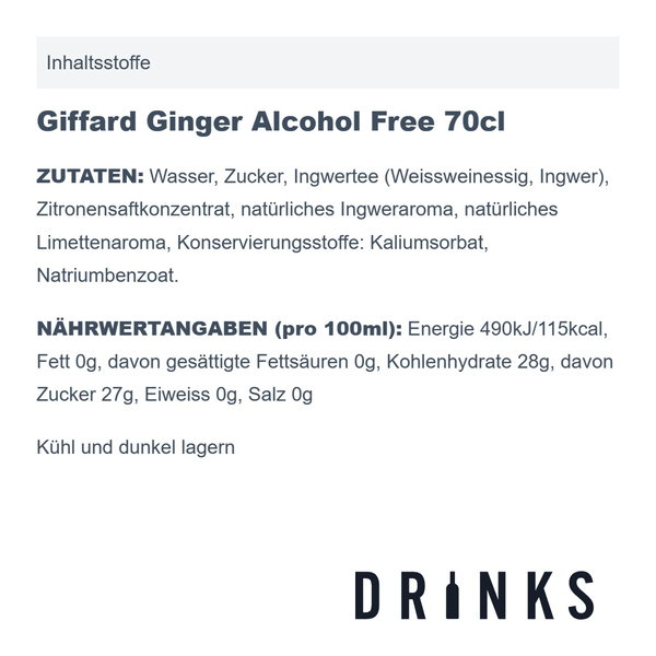 Giffard Ginger Alcohol Free 70cl