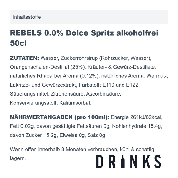 REBELS 0.0% Dolce Spritz sans alcool 50cl