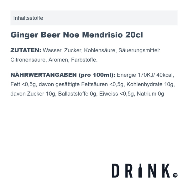 Ginger Beer Noe Mendrisio 20cl, 6er-Pack