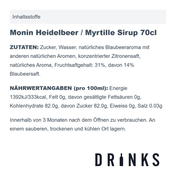 Monin Heidelbeer / Myrtille Sirup 70cl