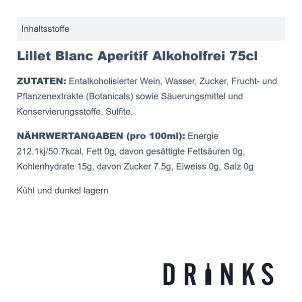 Lillet Blanc Aperitif Alkoholfrei 75cl