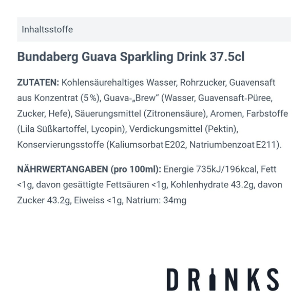 Bundaberg Guava Sparkling Drink 37.5cl 4er Pack