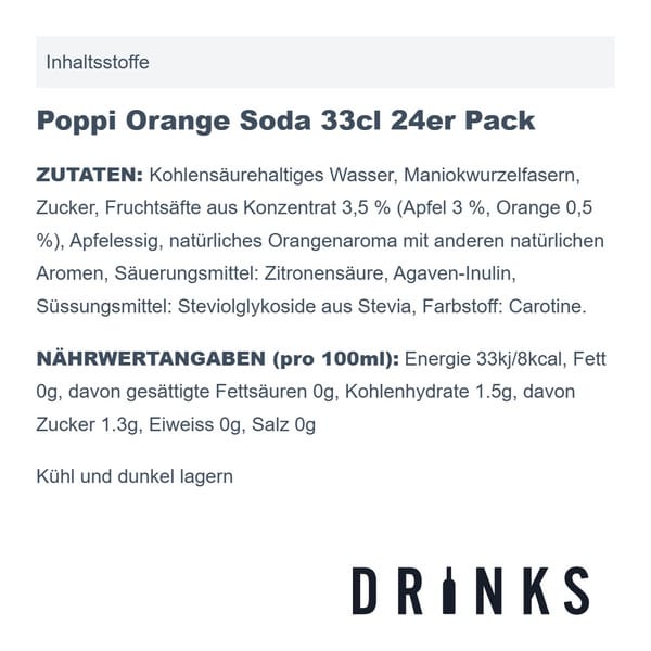 Poppi Orange Soda 33cl 24er Pack