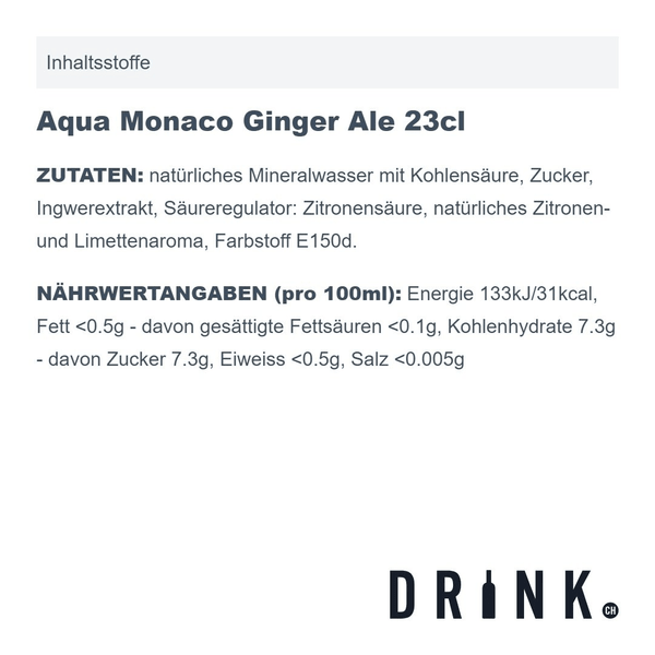 Aqua Monaco Ginger Ale 23cl 4er Pack