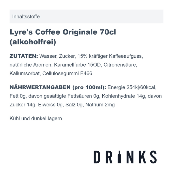 Lyre's Coffee Originale 70cl (sans alcool)