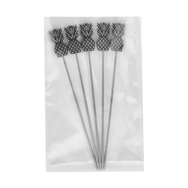 Ananas Cocktailspiesse schwarz 5-teilig