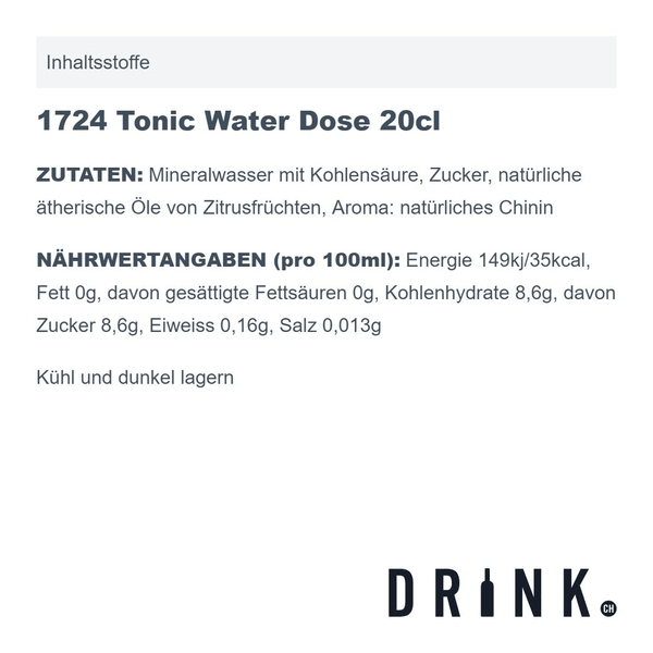 Seventeen 1724 Tonic Water Dose 20cl 6er Pack