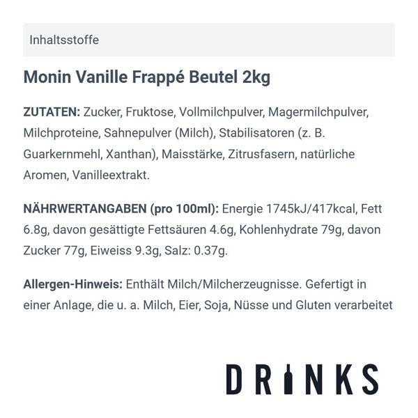 Monin Vanille Frappée sachet de 2kg