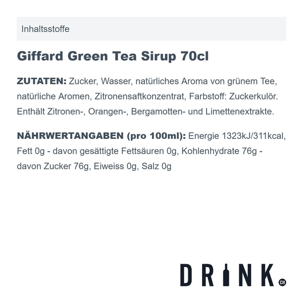 Giffard Green Tea Sirup 70cl