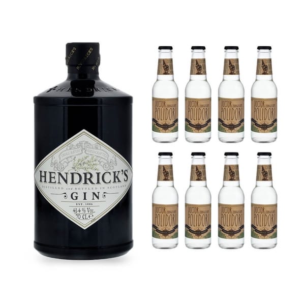 Hendrick's Gin 70cl avec 8x Doctor Polidori's Cucumber Tonic Water