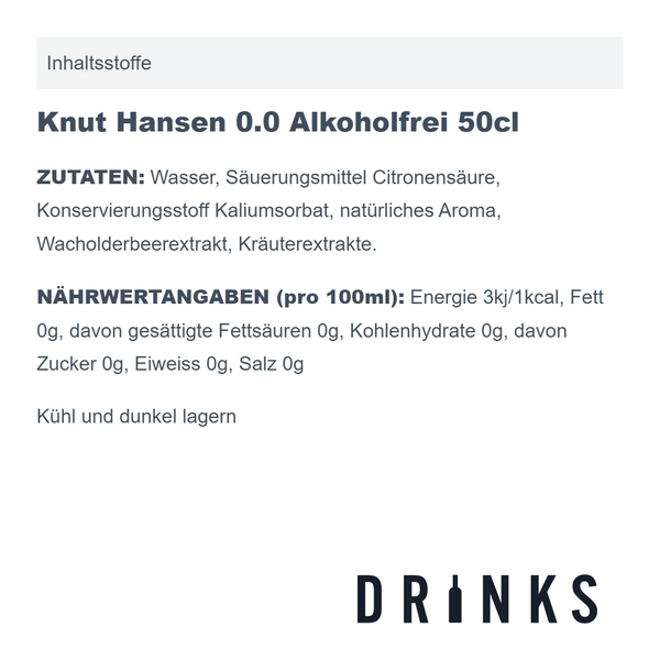 Knut Hansen 0.0 Sans Alcool 50cl