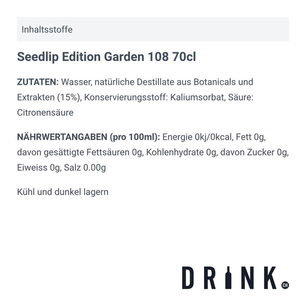 Seedlip Edition Garden 108 70cl
