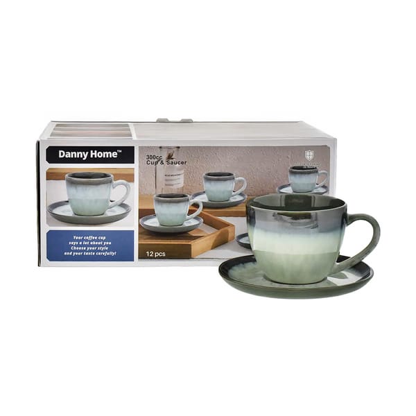 Danny Home Tassenset mit reaktiver Glasur blau 30cl 6-teilig