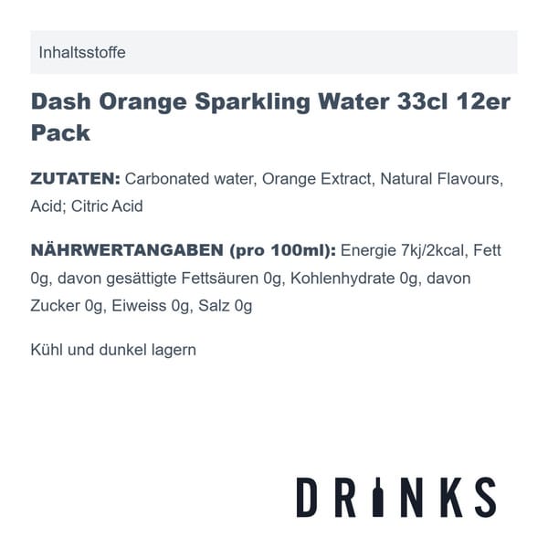 Dash Orange Sparkling Water 33cl 12er Pack
