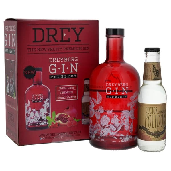 Dreyberg Red Berry Gin Set mit 1 Doctor Polidori's Dry Tonic Water