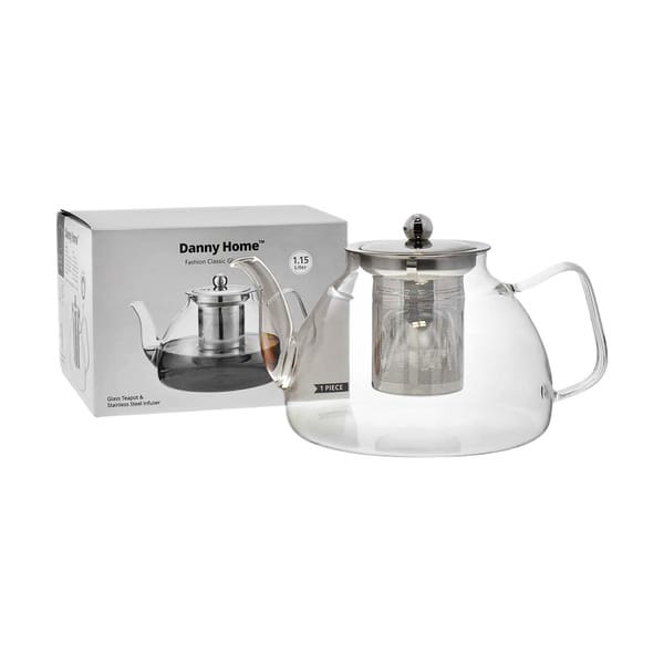 Danny Home Théière classique en verre 115,5cl avec filtre à thé intégré