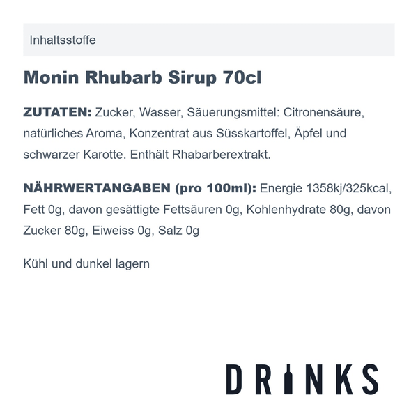 Monin Rhubarb Sirop 70cl