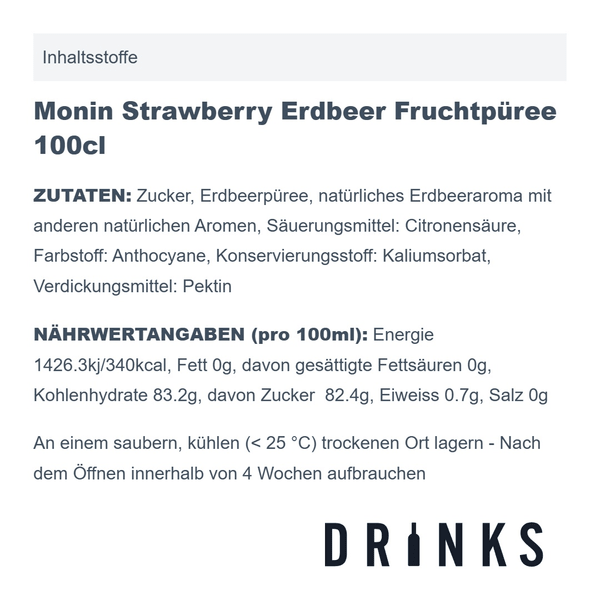 Monin Strawberry Purée de fruits à la fraise 100cl