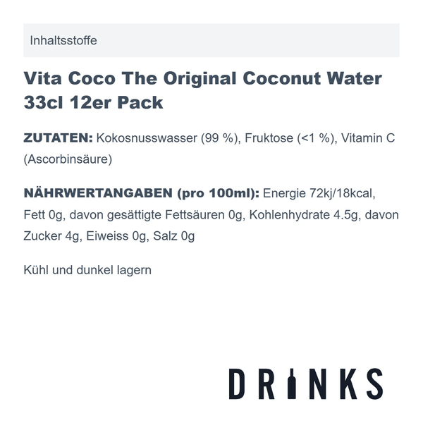 Vita Coco The Original Coconut Water 33cl 12er Pack