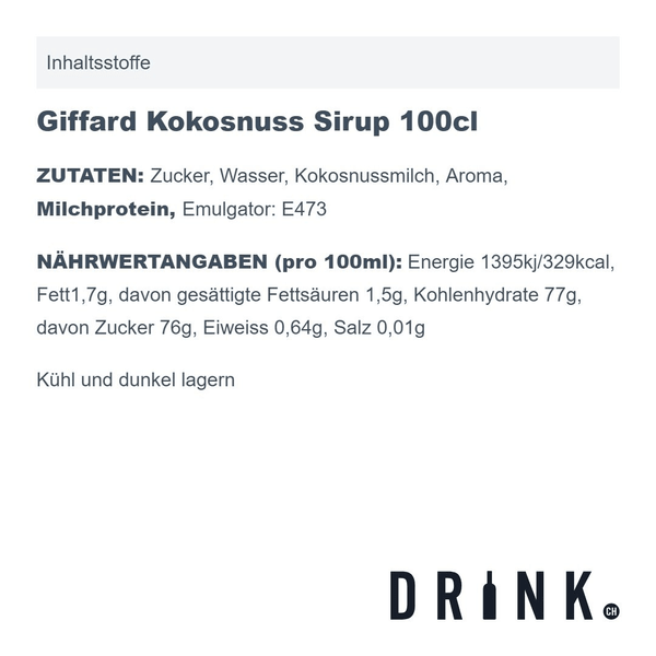 Giffard Kokosnuss Sirup 100cl
