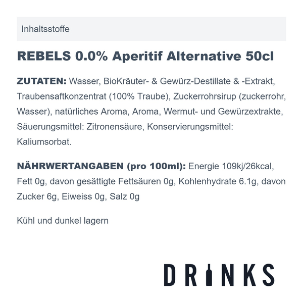 REBELS 0.0% Aperitif sans alcool 50cl