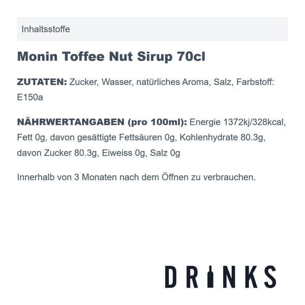Monin Sirop de Toffee Nut 70cl