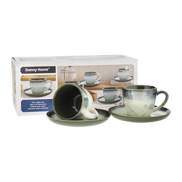 Danny Home Set de tasses avec glaçure réactive bleue 10cl, 6 pièces
