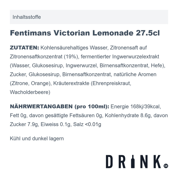 Fentimans Victorian Limonade 27.5cl Pack de 4