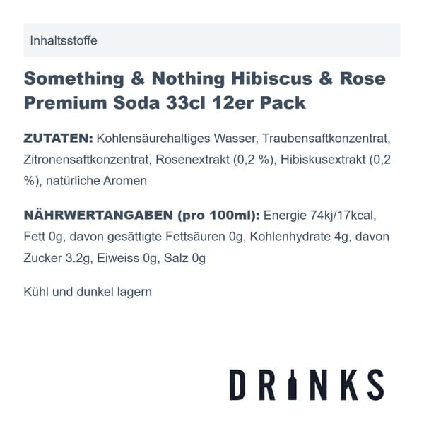 Something & Nothing Hibiscus & Rose Premium Soda 33cl Pack de 12
