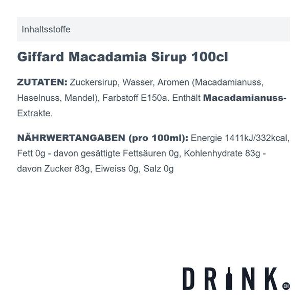 Giffard Macadamia Sirup 100cl