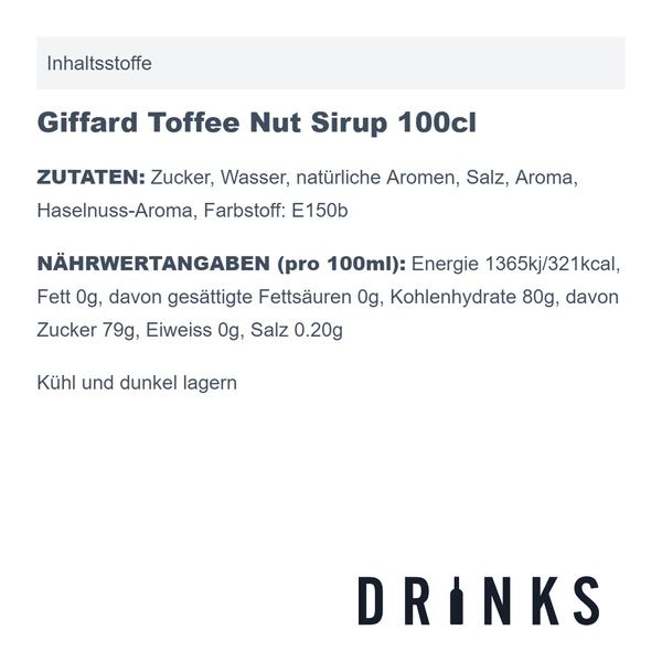 Giffard Toffee Nut Sirup 100cl