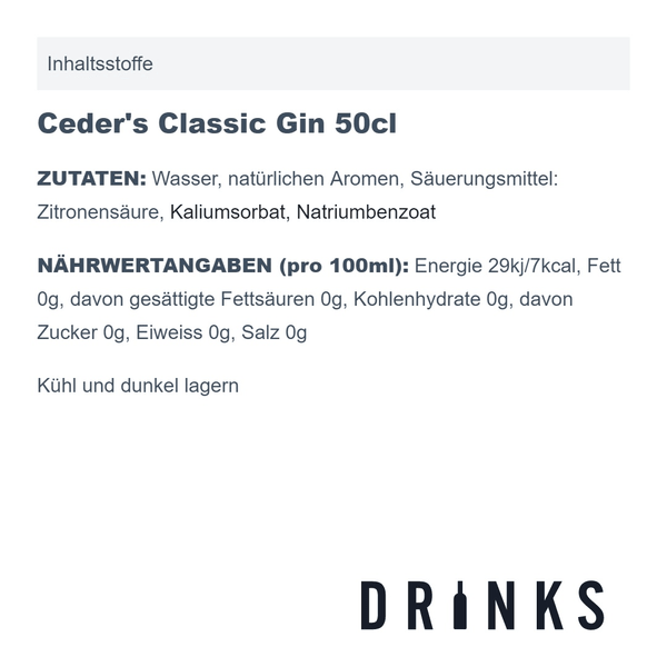 Ceder's Classic Distilled Non-Alcoholic 50cl