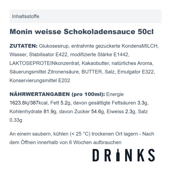 Monin weisse Schokoladensauce 50cl