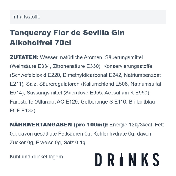Tanqueray Flor de Sevilla Gin sans Alcool 70cl
