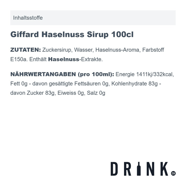 Giffard Haselnuss Sirup 100cl