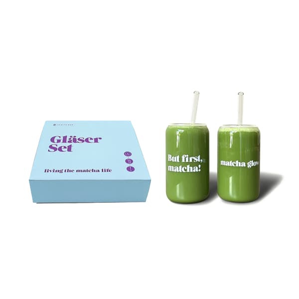 Health Bar Matcha Gläser Set mit Glas Strohhalmen 2er-Pack
