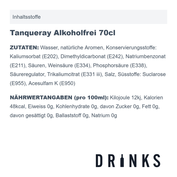 Gin Tanqueray 0,0% sans alcool (70cl) acheter à prix réduit